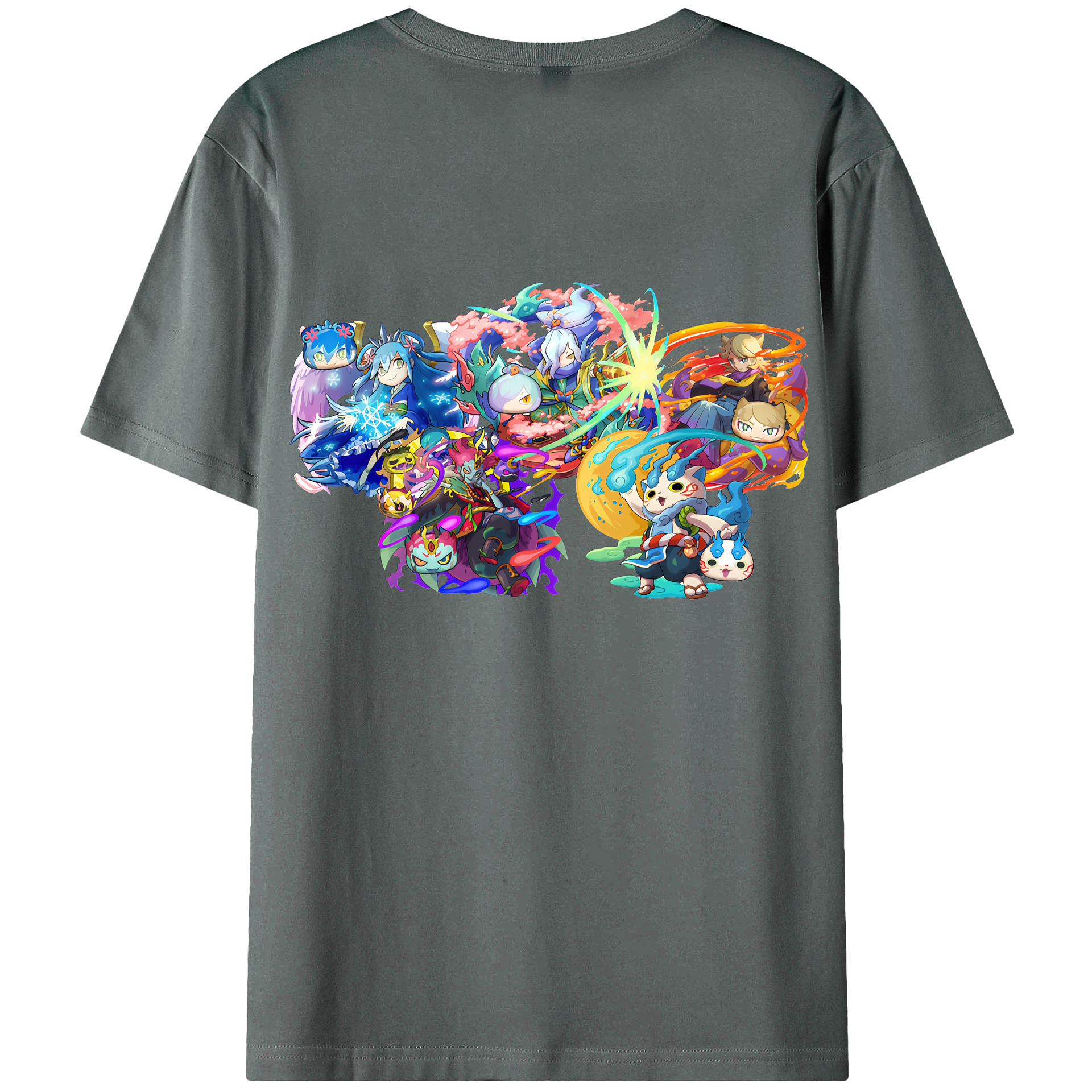 （画像用） 妖怪ウォッチ Yo-kai Watch 綿100％ メンズ半袖Tシャツ（バックプリント） 通気性